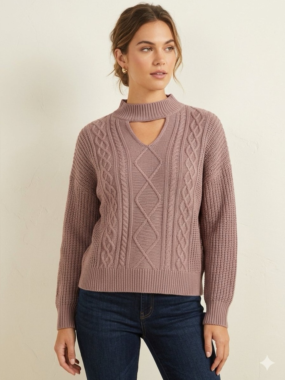 Steve Madden • Mauve Cutout Long Sleeve Sweater